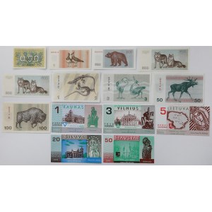 Litwa, zestaw banknotów 1991-1993, w tym fantazyjne (14szt)