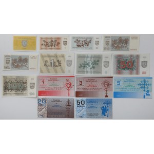 Litwa, zestaw banknotów 1991-1993, w tym fantazyjne (14szt)