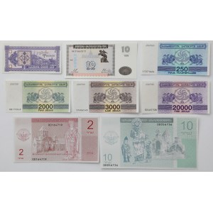 Armenia, Azerbejdżan i Gruzja, zestaw banknotów (8szt)