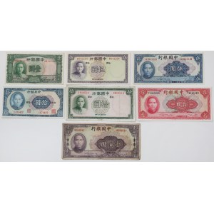 Chiny, 1-100 Yuan 1936-1941 - zestaw (7szt)