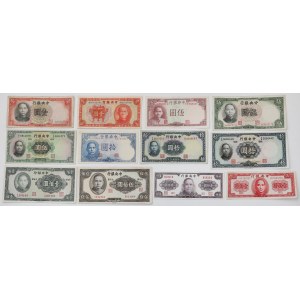 Chiny, 1-10.000 Yuan 1936-1947 - zestaw (12szt)