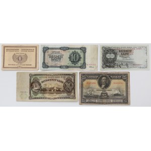 Estonia i Łotwa, zestaw banknotów 1919-1939 (5szt)