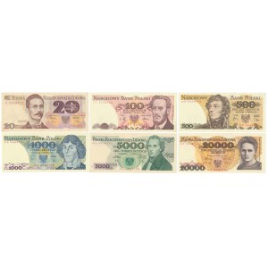 Zestaw 20-20.000 zł 1982-1989 (6szt)