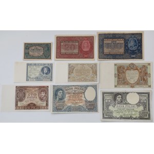 Zestaw banknotów polskich z lat 1919-1934 (9szt)