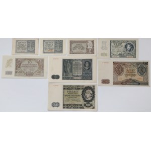 Okupacja, w tym 1 zł 1940 - zestaw (8szt)