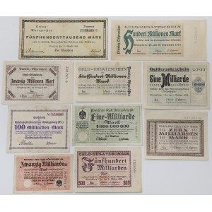 Konigsberg i.Pr. (Królewiec) i Stettin (Szczecin) - zestaw notgeldów 1923 (10szt)