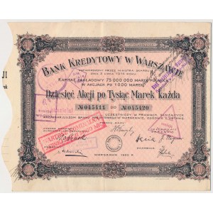 Bank Kredytowy w Warszawie, 10x 1.000 mkp 1920