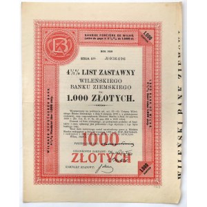 Wileński Bank Ziemski, List zastawny, Ser.II 1.000 zł 1934