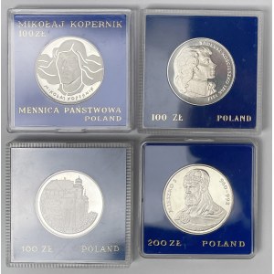 SREBRO 100 i 200 złotych 1974-1979 - zestaw (4szt)