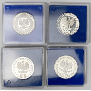 SREBRO 100 i 200 złotych 1974-1979 - zestaw (4szt)