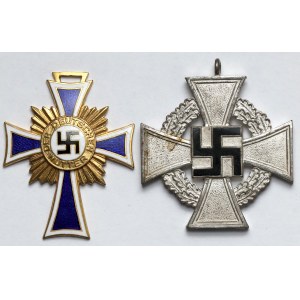 Niemcy, III Rzesza, Srebrny Krzyż Zasługi za 25 lat i Krzyż Matki Złoty (Mutterkreuz) - zestaw (2szt)