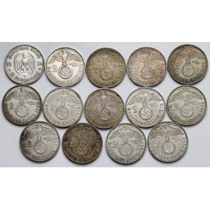 Niemcy, 2 marki 1934-1939 - zestaw (14szt)