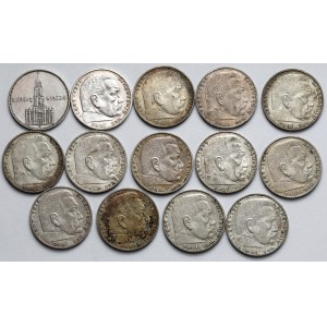 Niemcy, 2 marki 1934-1939 - zestaw (14szt)
