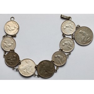 Belgia, Bransoleta z monet 50 centimes i 1 frank 1922-1939