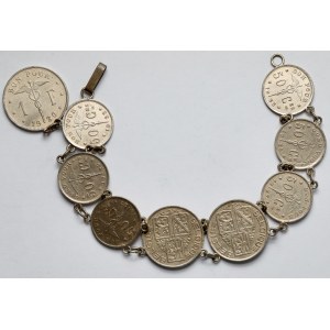 Belgia, Bransoleta z monet 50 centimes i 1 frank 1922-1939