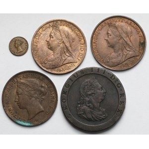 Wlk. Brytania, Monety brązowe 1797-1901 - zestaw (4szt)