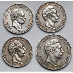 Prusy i Saksonia, 3-5 marek 1903-1910 - zestaw (4szt)