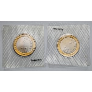 Szwajcaria, 10 franków 2007-2009 - zestaw (2szt)