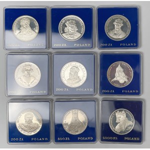 SREBRO 200 - 5000 złotych 1979-1989 królowie (9szt)