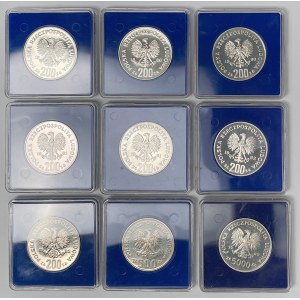 SREBRO 200 - 5000 złotych 1979-1989 królowie (9szt)