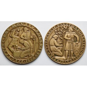 Medal 1000-lecie Państwa Polskiego i Monety Polskiej 1966 - zestaw (2szt)