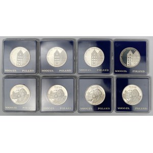 SREBRO 5.000 złotych 1989 - Toruń - zestaw (8szt)