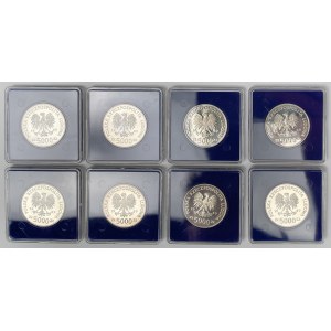 SREBRO 5.000 złotych 1989 - Toruń - zestaw (8szt)