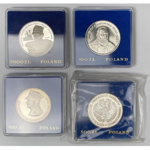 SREBRO 100 - 5.000 złotych 1980-1989 (4szt)