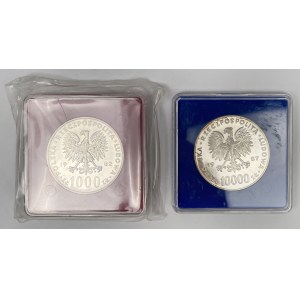 SREBRO 1.000 i 10.000 złotych Jan Paweł II - próba i kolekcjonerska (2szt)