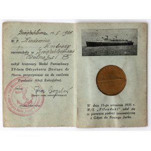 Medal Liga Morska i Kolonialna / 15-lecie odzyskania morza 1935 - w blankiecie