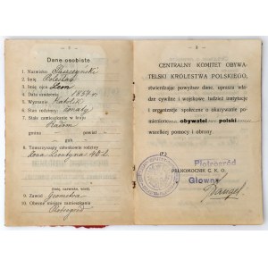 Świadectwo Legitymacyjne, Centralny Komitet Obywatelski Królestwa Polskiego 1918