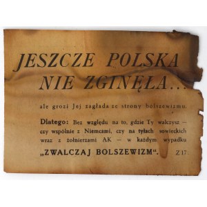 Niemiecka ulotka antybolszewicka 1944 - Jeszcze Polska Nie Zginęła...