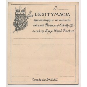 Legitymacja, Pierwsza Szkoła Oficerska II P.P. Wojsk Polskich - blankiet