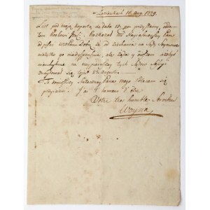 Franciszek Ksawery Woyna - Szambelan Stanisława Poniatowskiego - list z 1779
