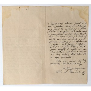 Henryk Biegeleisen - etnograf i historyk - List z 1892