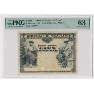 Hiszpania, Front Progressive Proof 100 pesetas ND (1906)
