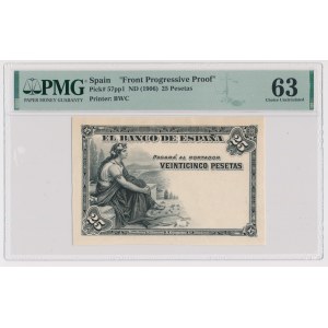 Hiszpania, Front Progressive Proof 25 pesetas ND (1906)