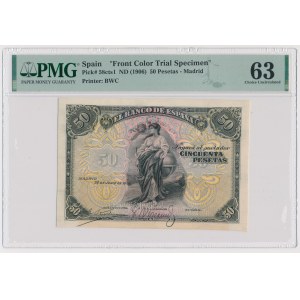 Hiszpania, Front Progressive Proof 50 pesetas ND (1906)