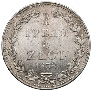 3/4 ruble = 5 zlotys 1838 MW, Warsaw