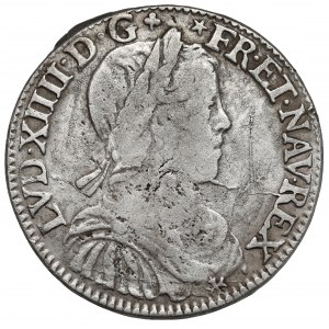 Francja, Ludwik XIV, 1/2 ecu 1652-C, Saint-Lô