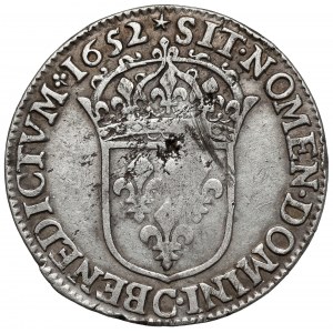 Francja, Ludwik XIV, 1/2 ecu 1652-C, Saint-Lô
