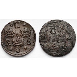 Szwecja, Krystyna Waza, 1/4 öre 1635 i 1636 - zestaw (2szt)