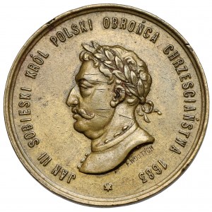 Medal 200. rocznica Odsieczy Wiedeńskiej, Sobieski, Kraków 1883 - Mosiądz