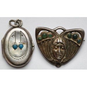 Europa, Broszka w stylu Art Nouveau + sekretnik - zestaw (2szt)