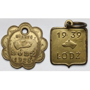 Łódź, Psie żetony 1928 i 1939 - zestaw (2szt)