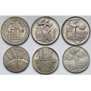 Próby CuNi, 10 - 20 złotych 1964-1973 - zestaw (6szt)