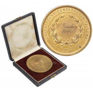 Włochy, Medal wystawowy 1926 - z dedykacją dla D. Grünberg, Łódź