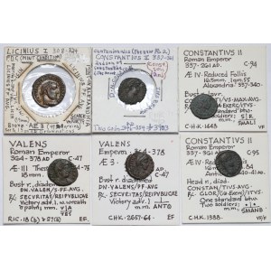 Licyniusz I, Konstancjusz II i Walens, Follisy - zestaw (6szt)