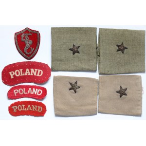PSZnZ, Naszywki 2 Korpus Polski i Poland + nakładki na naramienniki chorążego - zestaw (8szt)
