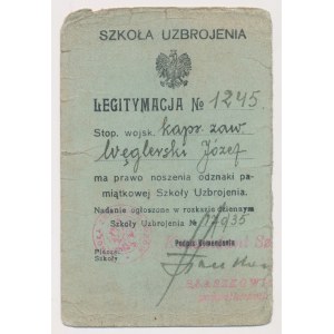 Legitymacja do odznaki, Szkoła Uzbrojenia - dla Kaprala - połowa